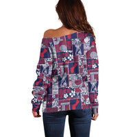 Guam Felis Pasgua Off Shoulder Sweater Pacific Patchwork Xmas Vibes LT9 - Polynesian Pride