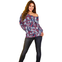 Guam Felis Pasgua Off Shoulder Sweater Pacific Patchwork Xmas Vibes LT9 - Polynesian Pride