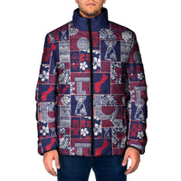 Guam Felis Pasgua Padded Jacket Pacific Patchwork Xmas Vibes LT9 Men Blue - Polynesian Pride