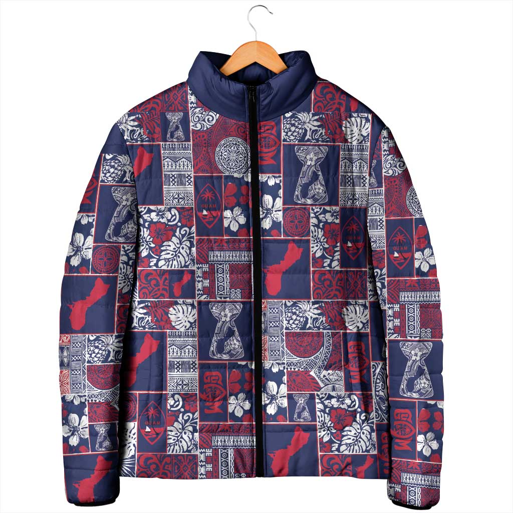 Guam Felis Pasgua Padded Jacket Pacific Patchwork Xmas Vibes LT9 - Polynesian Pride