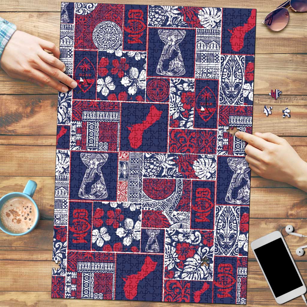 Guam Felis Pasgua Puzzle Pacific Patchwork Xmas Vibes LT9 Blue - Polynesian Pride