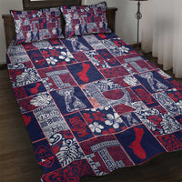 Guam Felis Pasgua Quilt Bed Set Pacific Patchwork Xmas Vibes LT9 Blue - Polynesian Pride