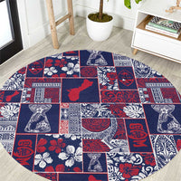 Guam Felis Pasgua Round Carpet Pacific Patchwork Xmas Vibes LT9 Blue - Polynesian Pride