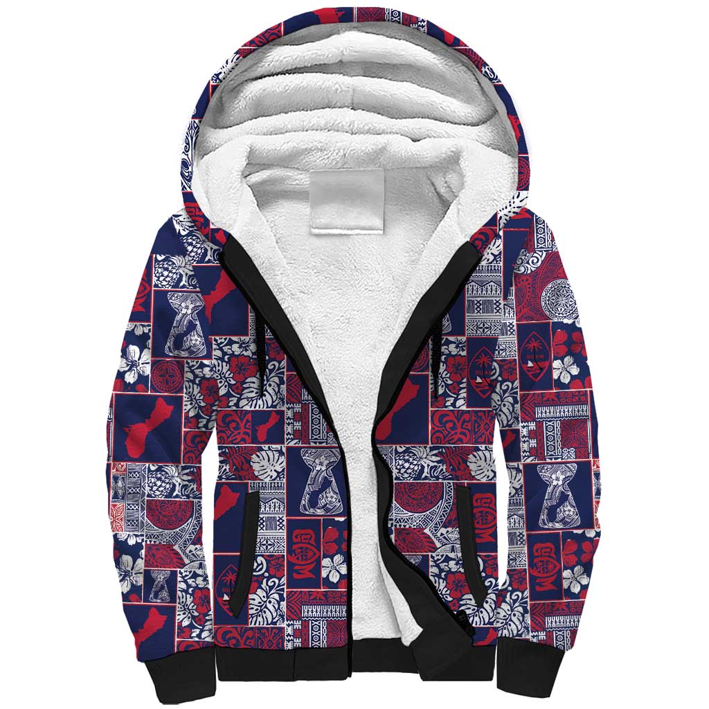 Guam Felis Pasgua Sherpa Hoodie Pacific Patchwork Xmas Vibes LT9 Unisex Blue - Polynesian Pride