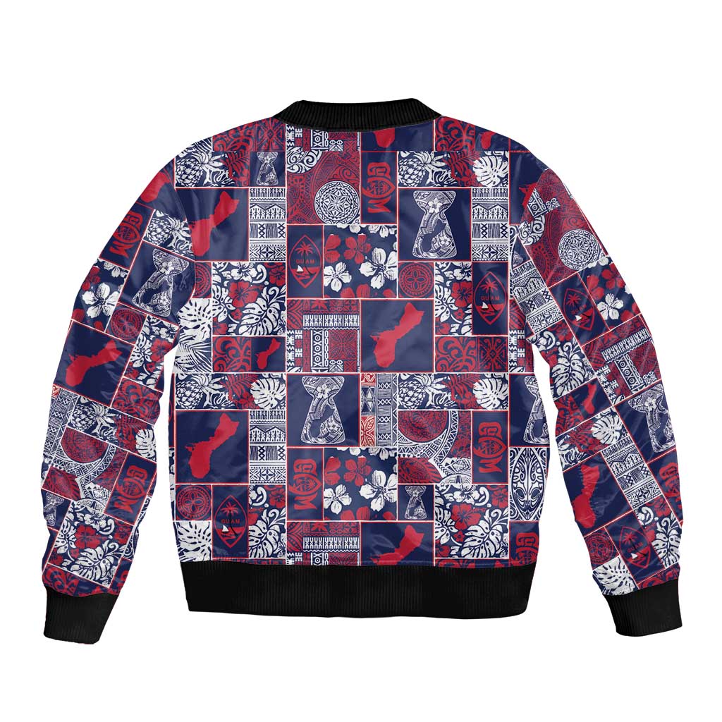 Guam Felis Pasgua Sleeve Zip Bomber Jacket Pacific Patchwork Xmas Vibes LT9 - Polynesian Pride