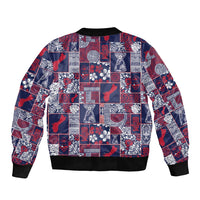 Guam Felis Pasgua Sleeve Zip Bomber Jacket Pacific Patchwork Xmas Vibes LT9 - Polynesian Pride