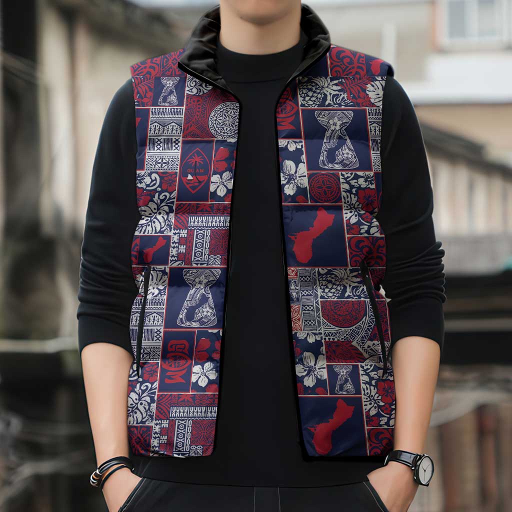 Guam Felis Pasgua Sleeveless Puffer Jacket Pacific Patchwork Xmas Vibes LT9 - Polynesian Pride