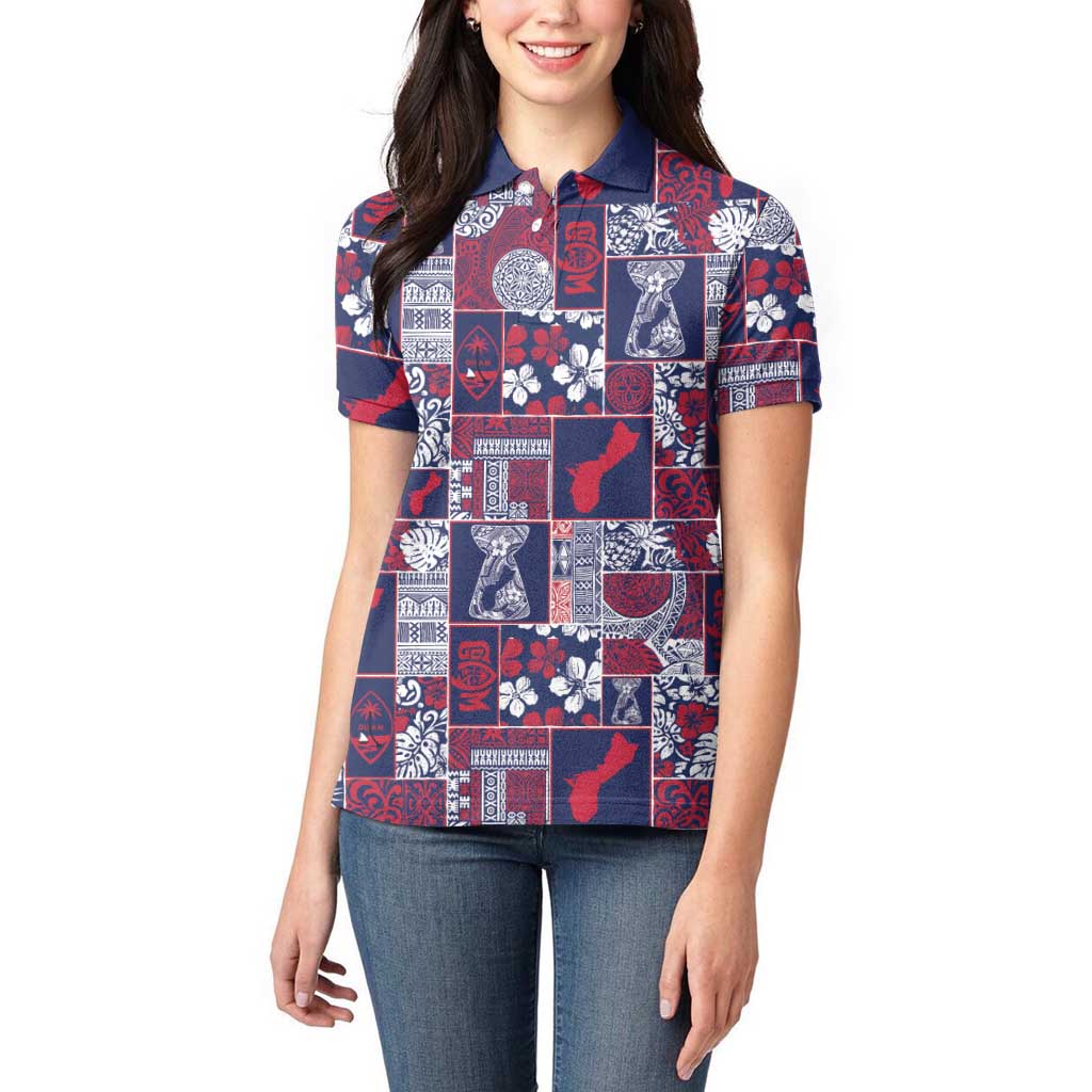 Guam Felis Pasgua Women Polo Shirt Pacific Patchwork Xmas Vibes LT9 - Polynesian Pride