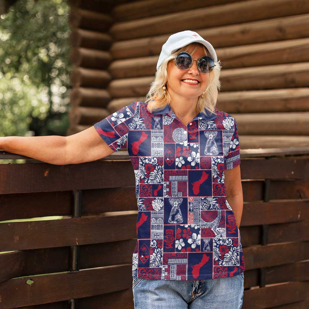 Guam Felis Pasgua Women Polo Shirt Pacific Patchwork Xmas Vibes LT9 - Polynesian Pride