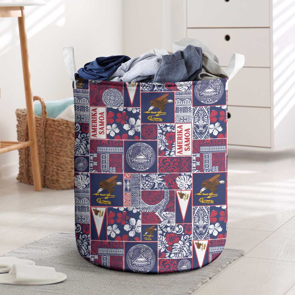 Manuia le Kerisimasi American Samoa Laundry Basket Pacific Patchwork Xmas Vibes LT9 Blue - Polynesian Pride