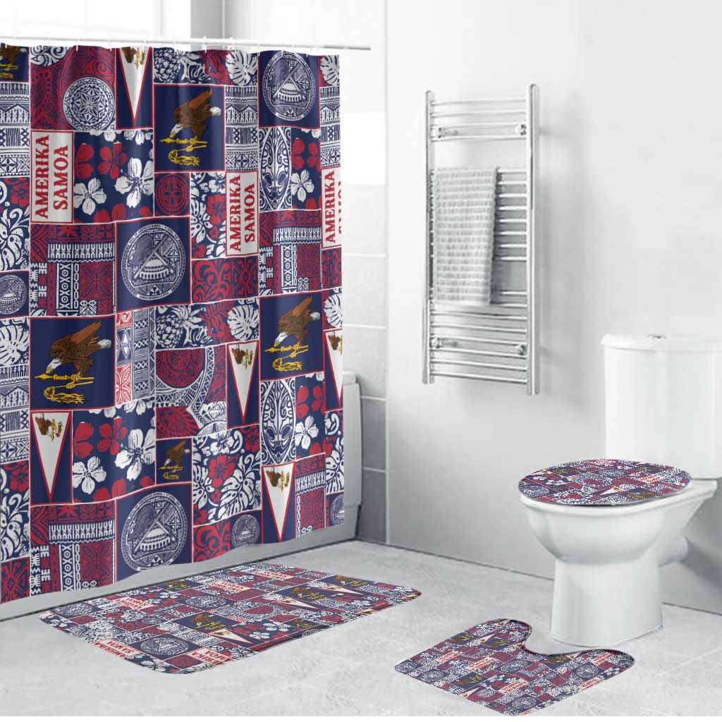 Manuia le Kerisimasi American Samoa Bathroom Set Pacific Patchwork Xmas Vibes LT9 Bathroom Set (4 pcs) Blue - Polynesian Pride