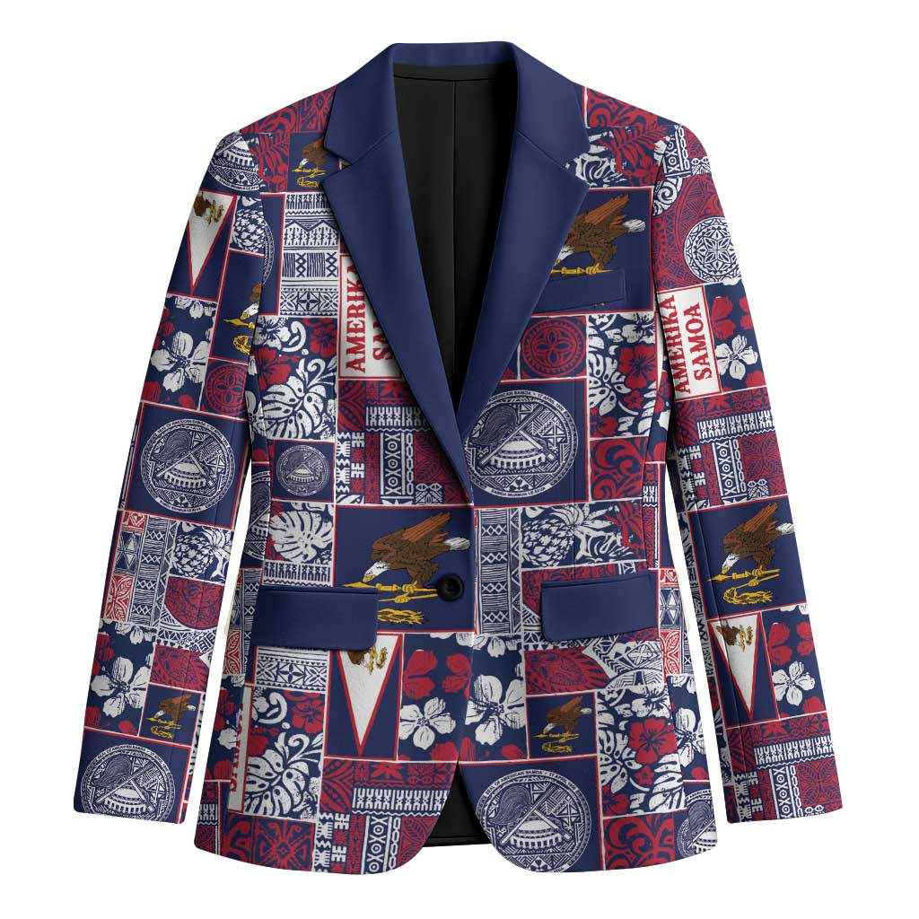 Manuia le Kerisimasi American Samoa Blazer Pacific Patchwork Xmas Vibes LT9 Unisex Blue - Polynesian Pride