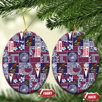Manuia le Kerisimasi American Samoa Ceramic Ornament Pacific Patchwork Xmas Vibes LT9 Oval Blue - Polynesian Pride
