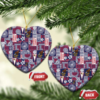 Manuia le Kerisimasi American Samoa Ceramic Ornament Pacific Patchwork Xmas Vibes LT9 Heart Blue - Polynesian Pride