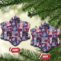 Manuia le Kerisimasi American Samoa Ceramic Ornament Pacific Patchwork Xmas Vibes LT9 Snow Flake Blue - Polynesian Pride