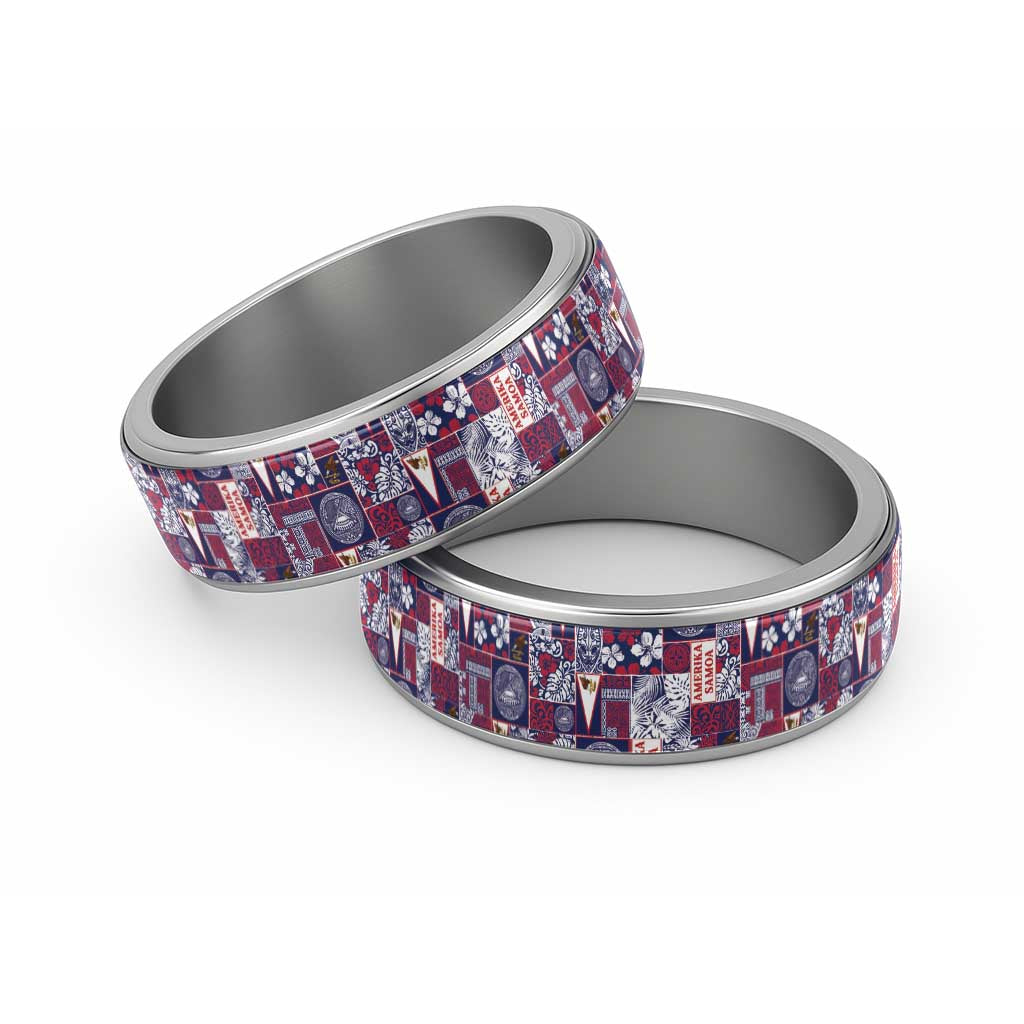 Manuia le Kerisimasi American Samoa Classic Ring Pacific Patchwork Xmas Vibes LT9 Sliver Blue - Polynesian Pride