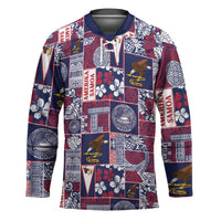 Manuia le Kerisimasi American Samoa Hockey Jersey Pacific Patchwork Xmas Vibes LT9 Unisex Blue - Polynesian Pride