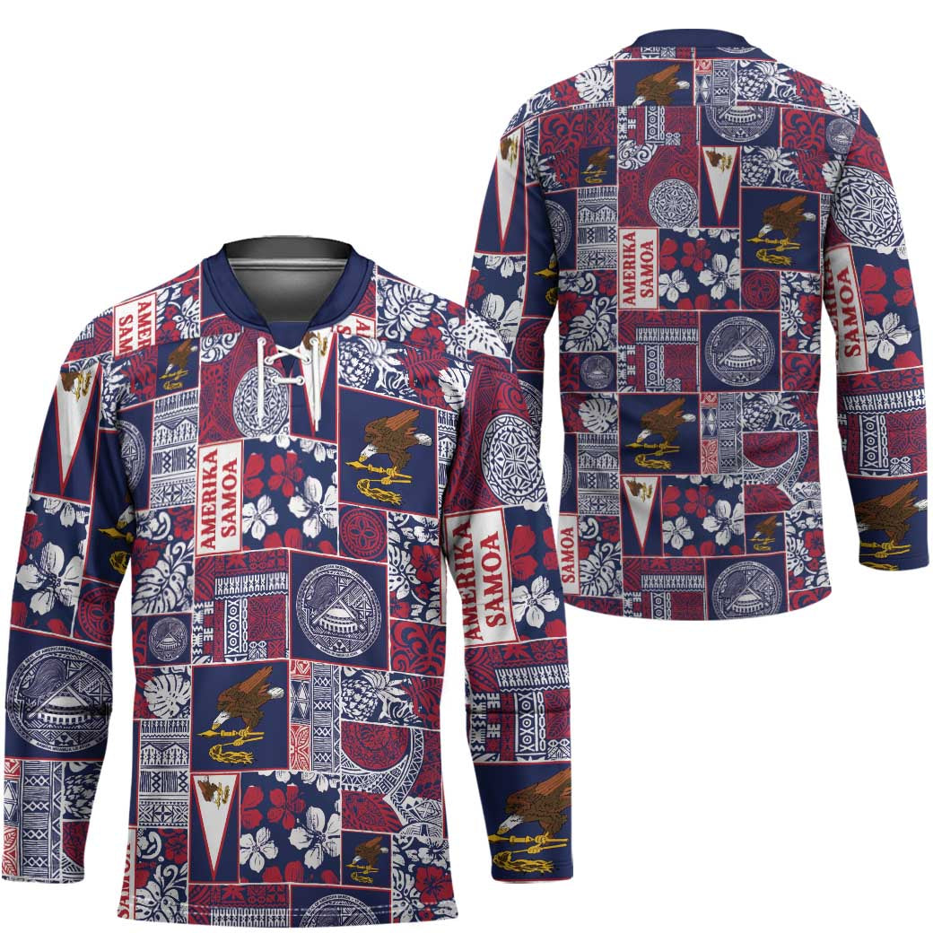 Manuia le Kerisimasi American Samoa Hockey Jersey Pacific Patchwork Xmas Vibes LT9 - Polynesian Pride