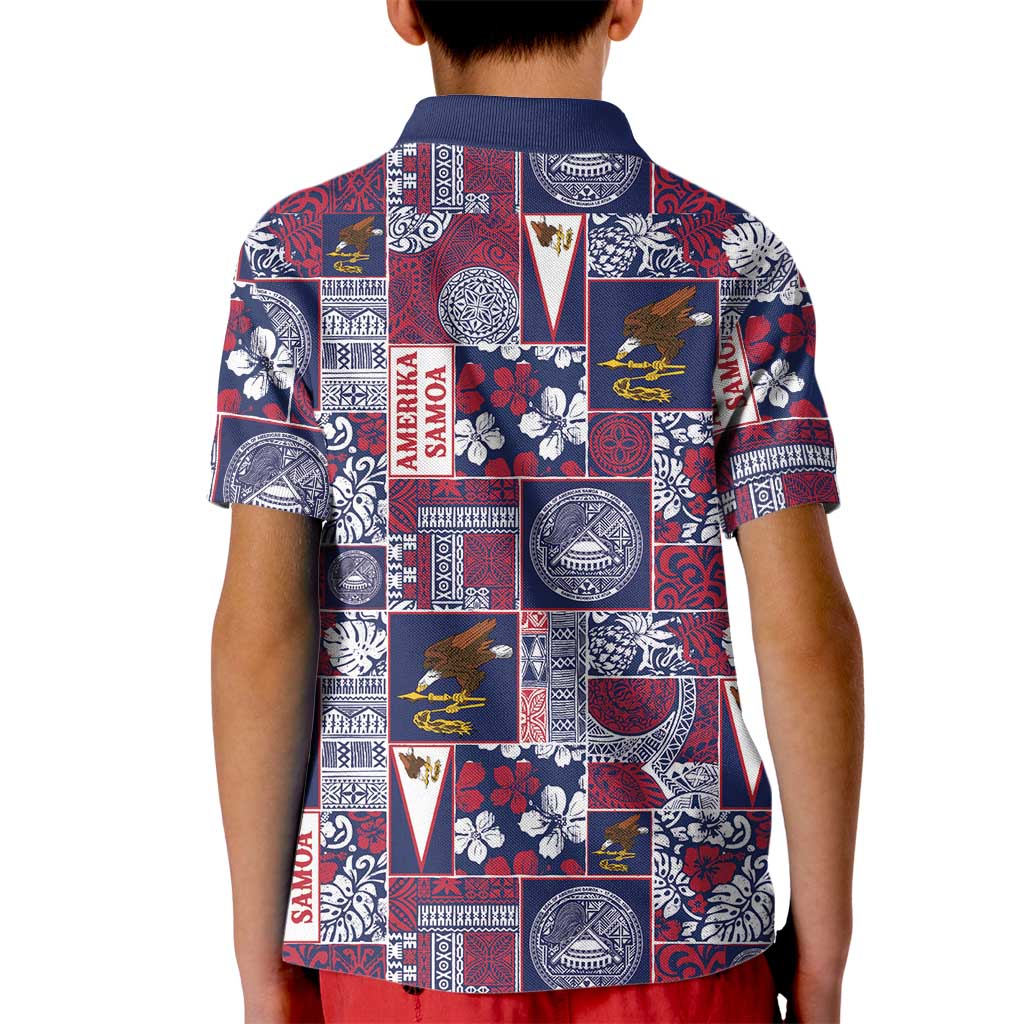 Manuia le Kerisimasi American Samoa Kid Polo Shirt Pacific Patchwork Xmas Vibes LT9 - Polynesian Pride