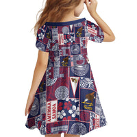 Manuia le Kerisimasi American Samoa Kid Short Sleeve Dress Pacific Patchwork Xmas Vibes LT9 - Polynesian Pride