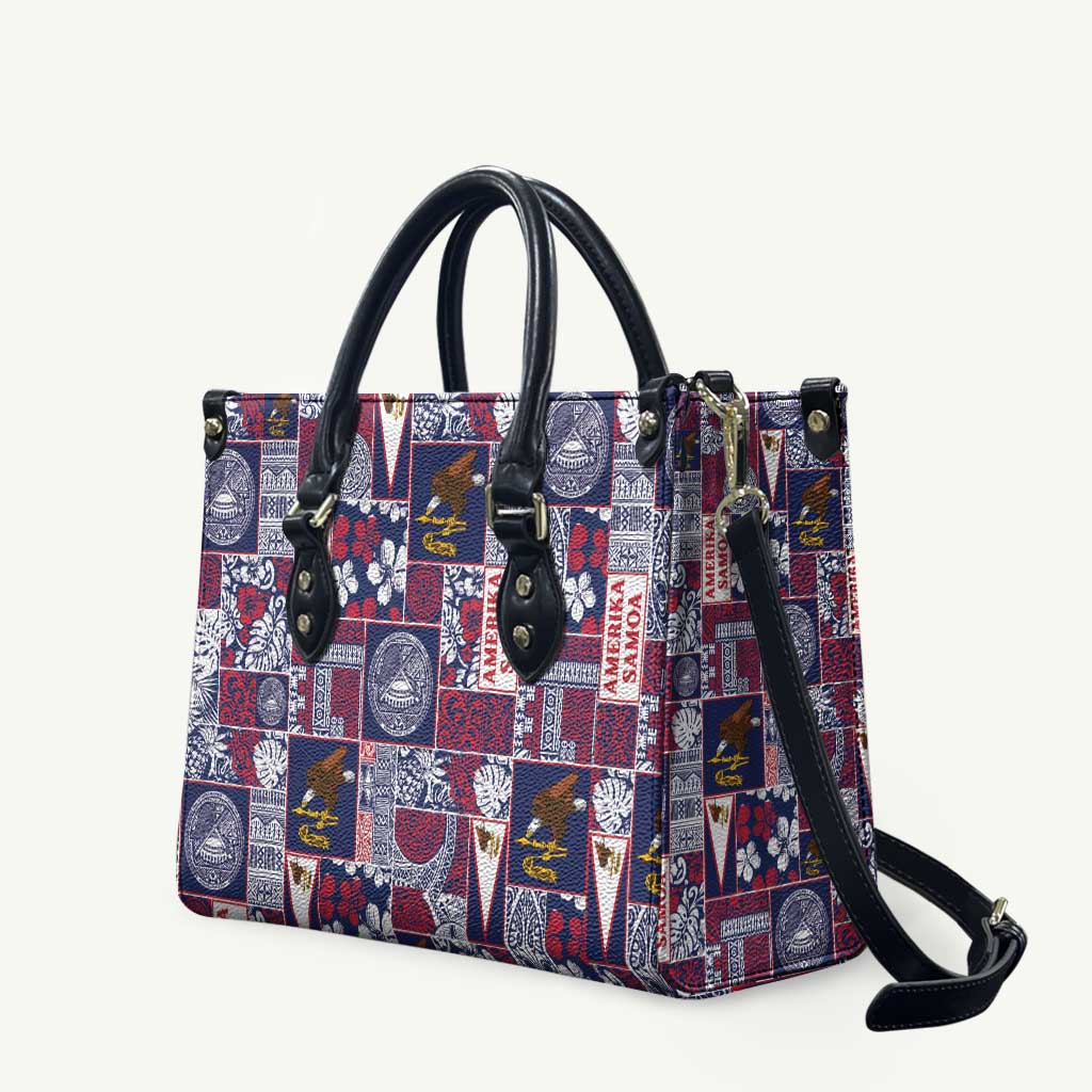 Manuia le Kerisimasi American Samoa Leather Bag Pacific Patchwork Xmas Vibes LT9 Blue - Polynesian Pride