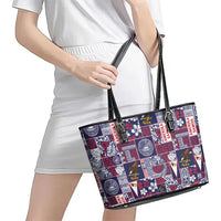 Manuia le Kerisimasi American Samoa Leather Tote Bag Pacific Patchwork Xmas Vibes LT9 - Polynesian Pride