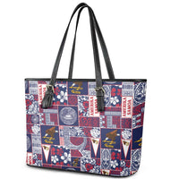 Manuia le Kerisimasi American Samoa Leather Tote Bag Pacific Patchwork Xmas Vibes LT9 - Polynesian Pride