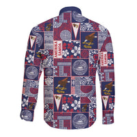 Manuia le Kerisimasi American Samoa Long Sleeve Button Shirt Pacific Patchwork Xmas Vibes LT9 - Polynesian Pride