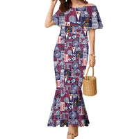 Manuia le Kerisimasi American Samoa Mermaid Dress Pacific Patchwork Xmas Vibes LT9 Women Blue - Polynesian Pride