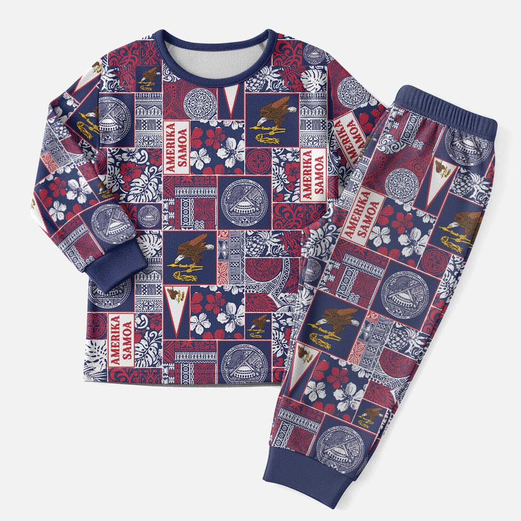 Manuia le Kerisimasi American Samoa Christmas Pajama Set Pacific Patchwork Xmas Vibes LT9 Men Blue - Polynesian Pride
