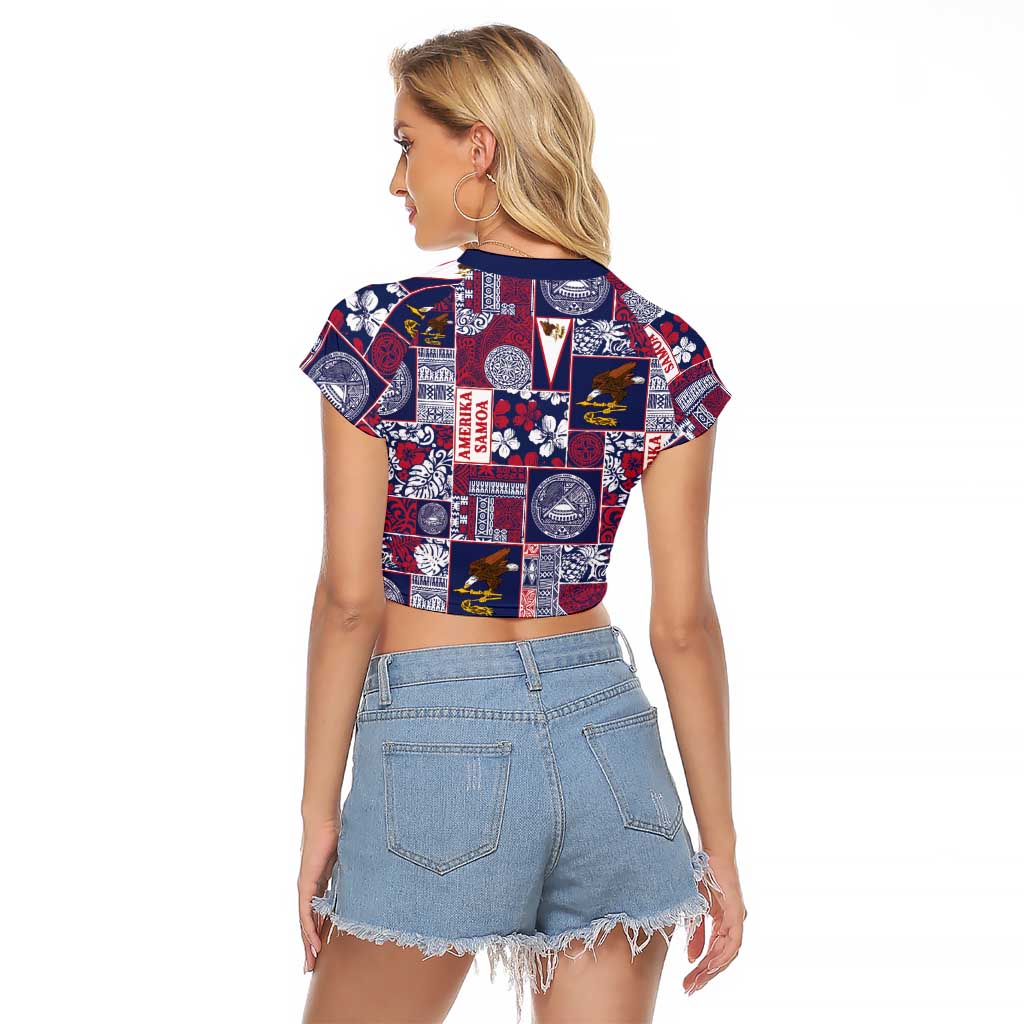 Manuia le Kerisimasi American Samoa Raglan Cropped T Shirt Pacific Patchwork Xmas Vibes LT9 - Polynesian Pride