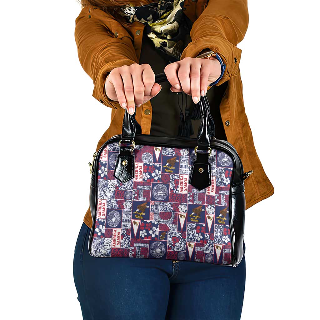 Manuia le Kerisimasi American Samoa Shoulder Handbag Pacific Patchwork Xmas Vibes LT9 One Size Blue - Polynesian Pride