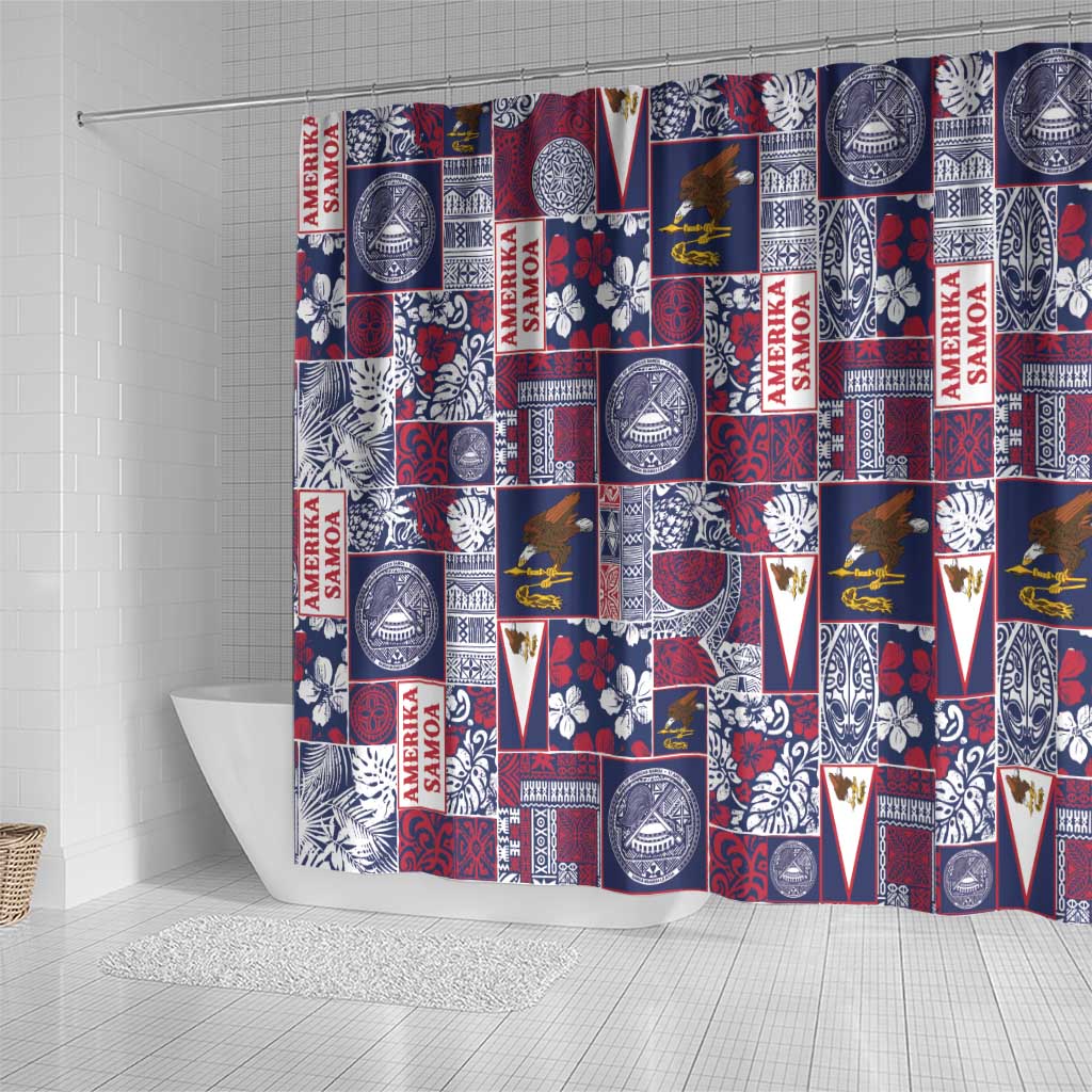 Manuia le Kerisimasi American Samoa Shower Curtain Pacific Patchwork Xmas Vibes LT9 - Polynesian Pride