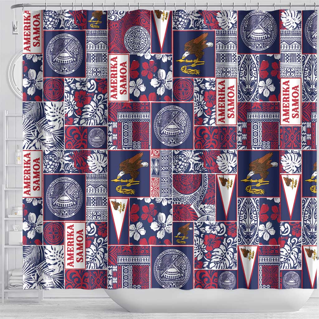 Manuia le Kerisimasi American Samoa Shower Curtain Pacific Patchwork Xmas Vibes LT9 - Polynesian Pride
