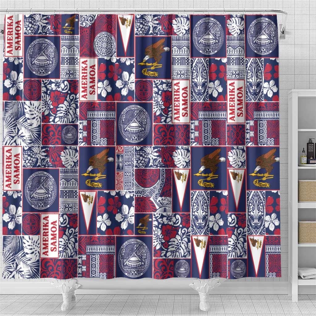 Manuia le Kerisimasi American Samoa Shower Curtain Pacific Patchwork Xmas Vibes LT9 - Polynesian Pride