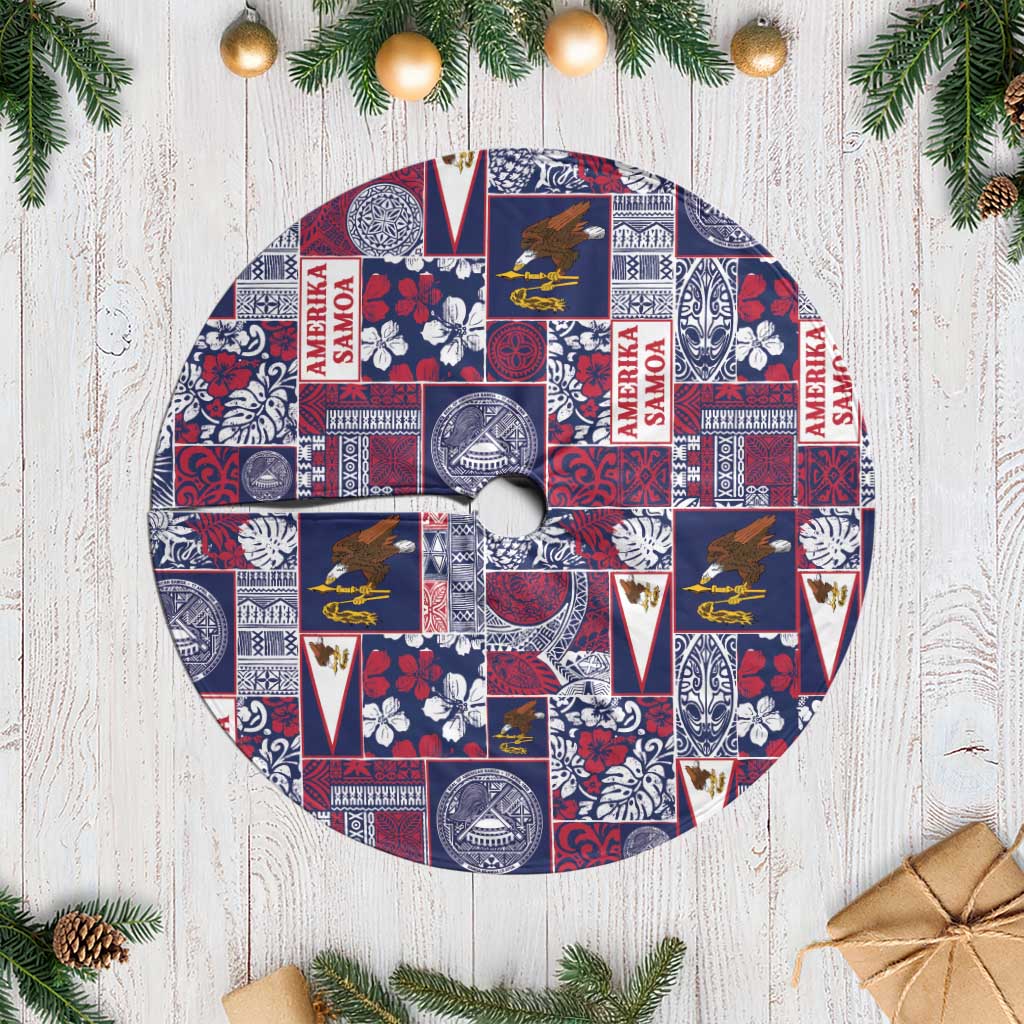 Manuia le Kerisimasi American Samoa Tree Skirt Pacific Patchwork Xmas Vibes LT9 Casual Blue - Polynesian Pride
