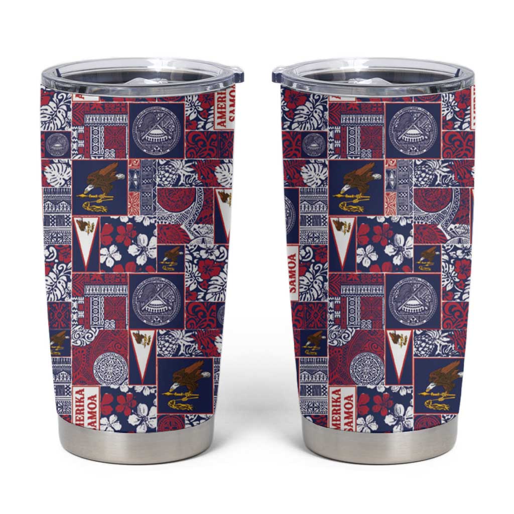 Manuia le Kerisimasi American Samoa Tumbler Cup Pacific Patchwork Xmas Vibes LT9 Blue - Polynesian Pride