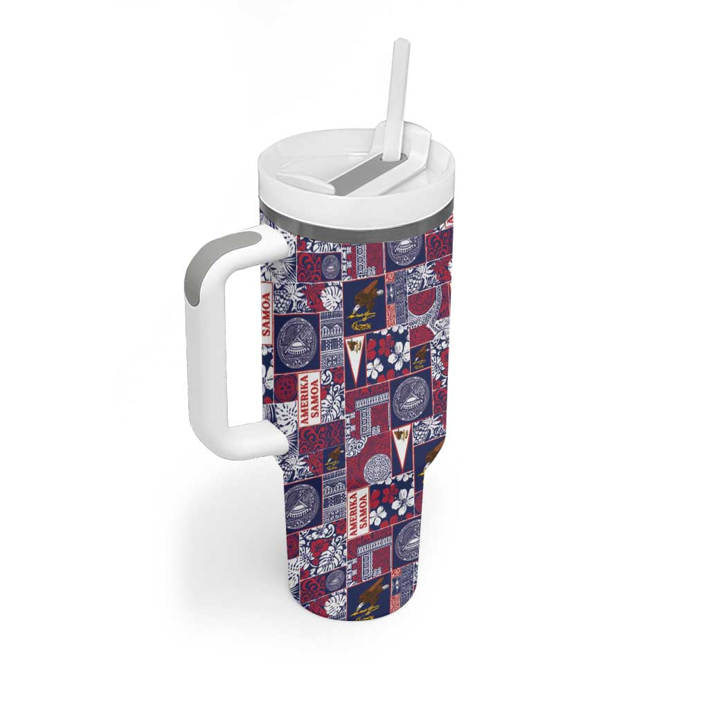 Manuia le Kerisimasi American Samoa Tumbler With Handle Pacific Patchwork Xmas Vibes LT9 - Polynesian Pride