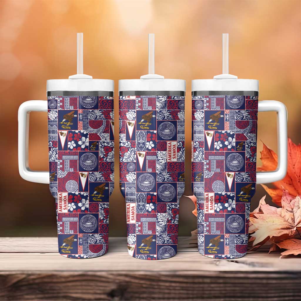 Manuia le Kerisimasi American Samoa Tumbler With Handle Pacific Patchwork Xmas Vibes LT9 - Polynesian Pride