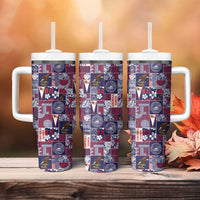 Manuia le Kerisimasi American Samoa Tumbler With Handle Pacific Patchwork Xmas Vibes LT9 - Polynesian Pride