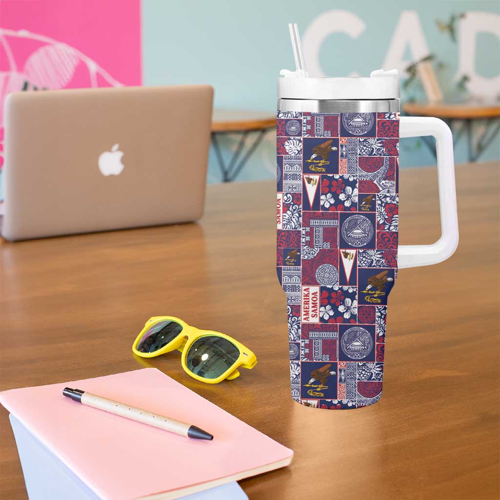 Manuia le Kerisimasi American Samoa Tumbler With Handle Pacific Patchwork Xmas Vibes LT9 - Polynesian Pride