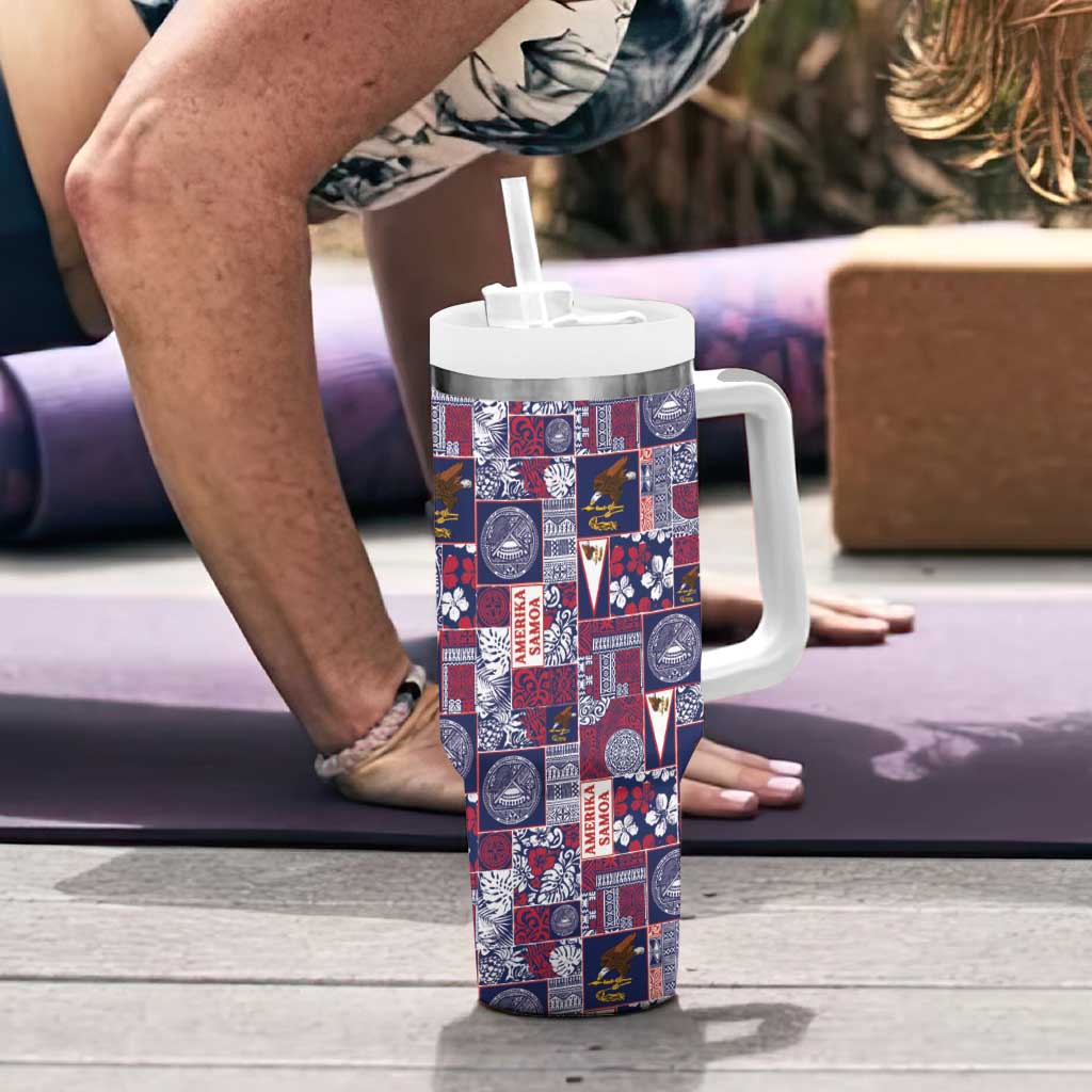 Manuia le Kerisimasi American Samoa Tumbler With Handle Pacific Patchwork Xmas Vibes LT9 - Polynesian Pride