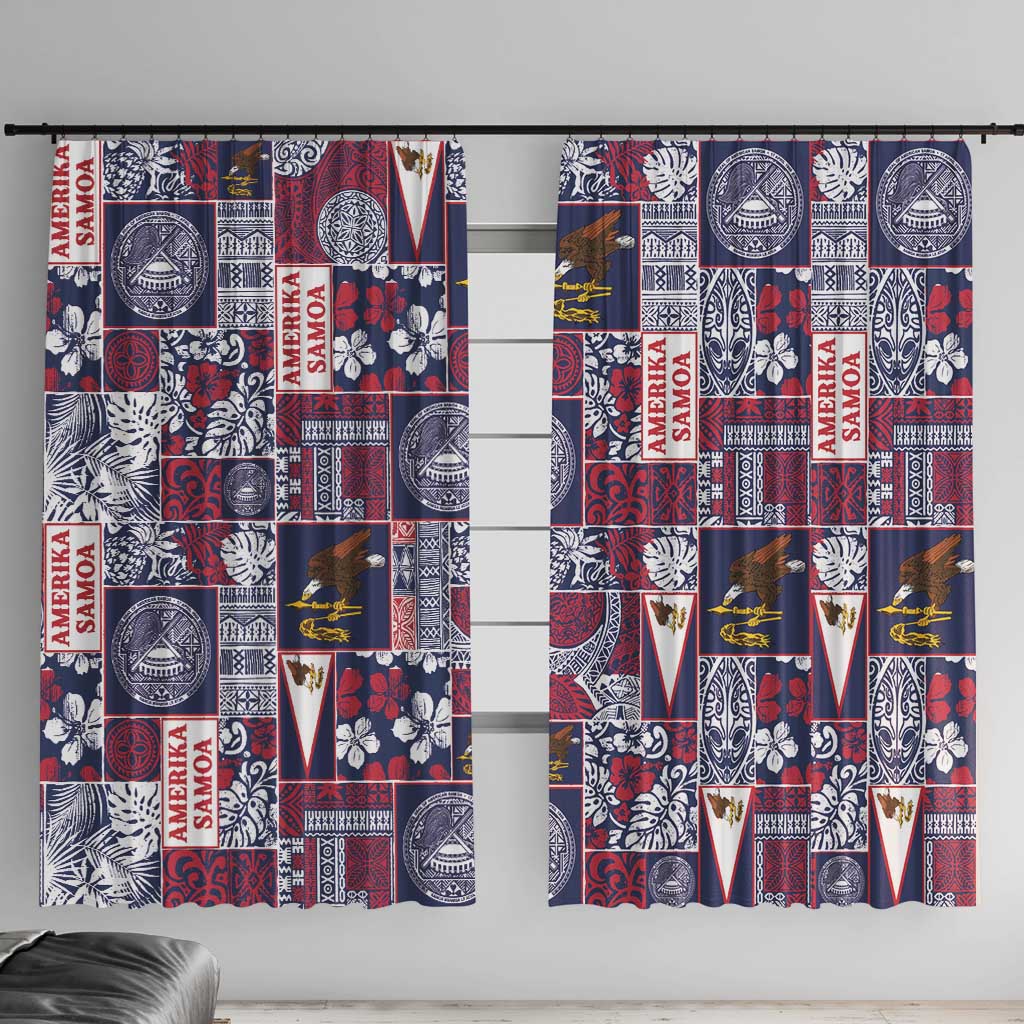 Manuia le Kerisimasi American Samoa Window Curtain Pacific Patchwork Xmas Vibes LT9 With Hooks Blue - Polynesian Pride