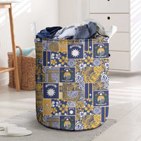 Ekamawir omo Nauru Laundry Basket Pacific Patchwork Xmas Vibes LT9 Blue - Polynesian Pride