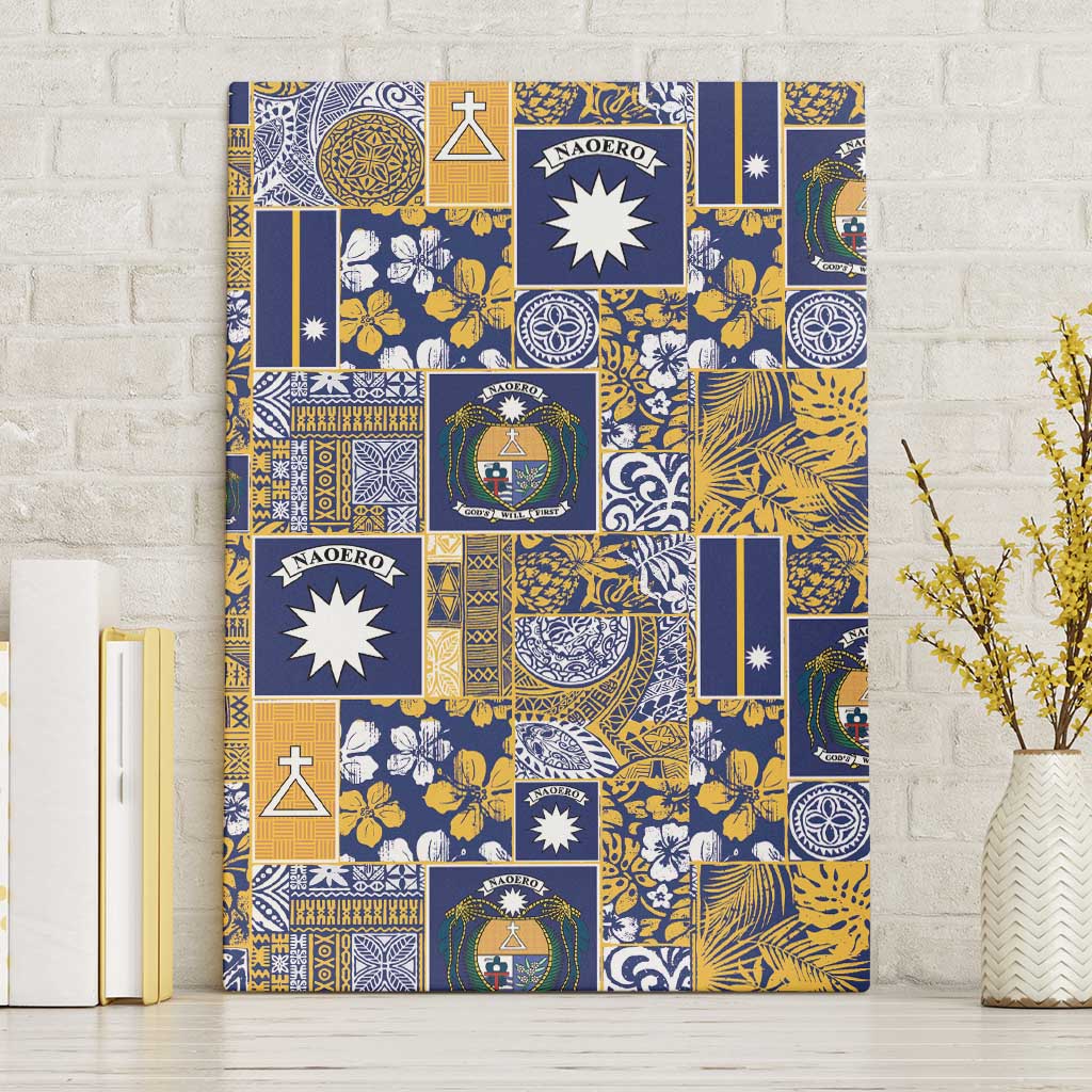 Ekamawir omo Nauru Canvas Wall Art Pacific Patchwork Xmas Vibes LT9 Without Frame Blue - Polynesian Pride