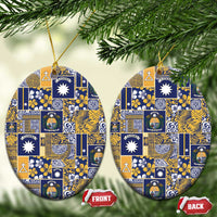 Ekamawir omo Nauru Ceramic Ornament Pacific Patchwork Xmas Vibes LT9 Oval Blue - Polynesian Pride