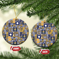 Ekamawir omo Nauru Ceramic Ornament Pacific Patchwork Xmas Vibes LT9 Circle Blue - Polynesian Pride