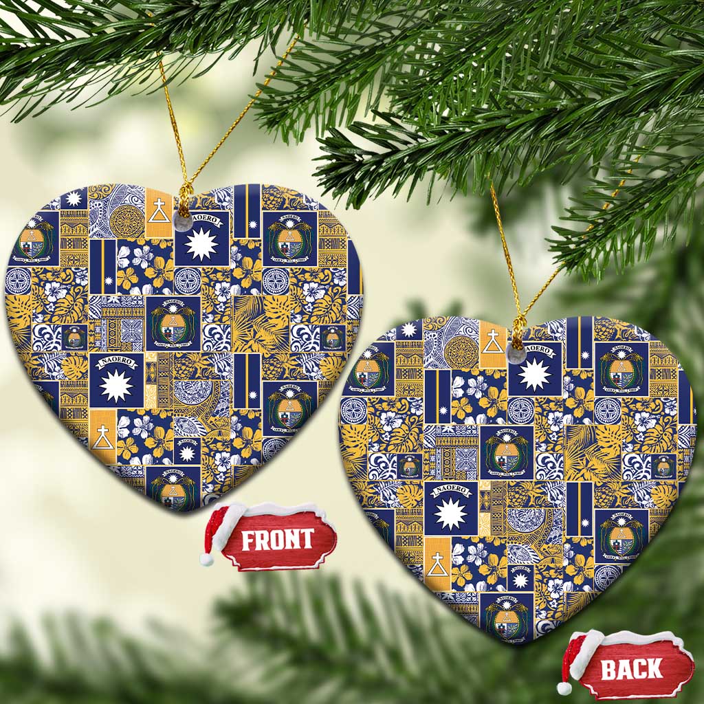 Ekamawir omo Nauru Ceramic Ornament Pacific Patchwork Xmas Vibes LT9 Heart Blue - Polynesian Pride