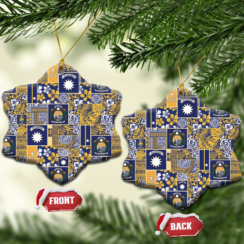 Ekamawir omo Nauru Ceramic Ornament Pacific Patchwork Xmas Vibes LT9 Snow Flake Blue - Polynesian Pride
