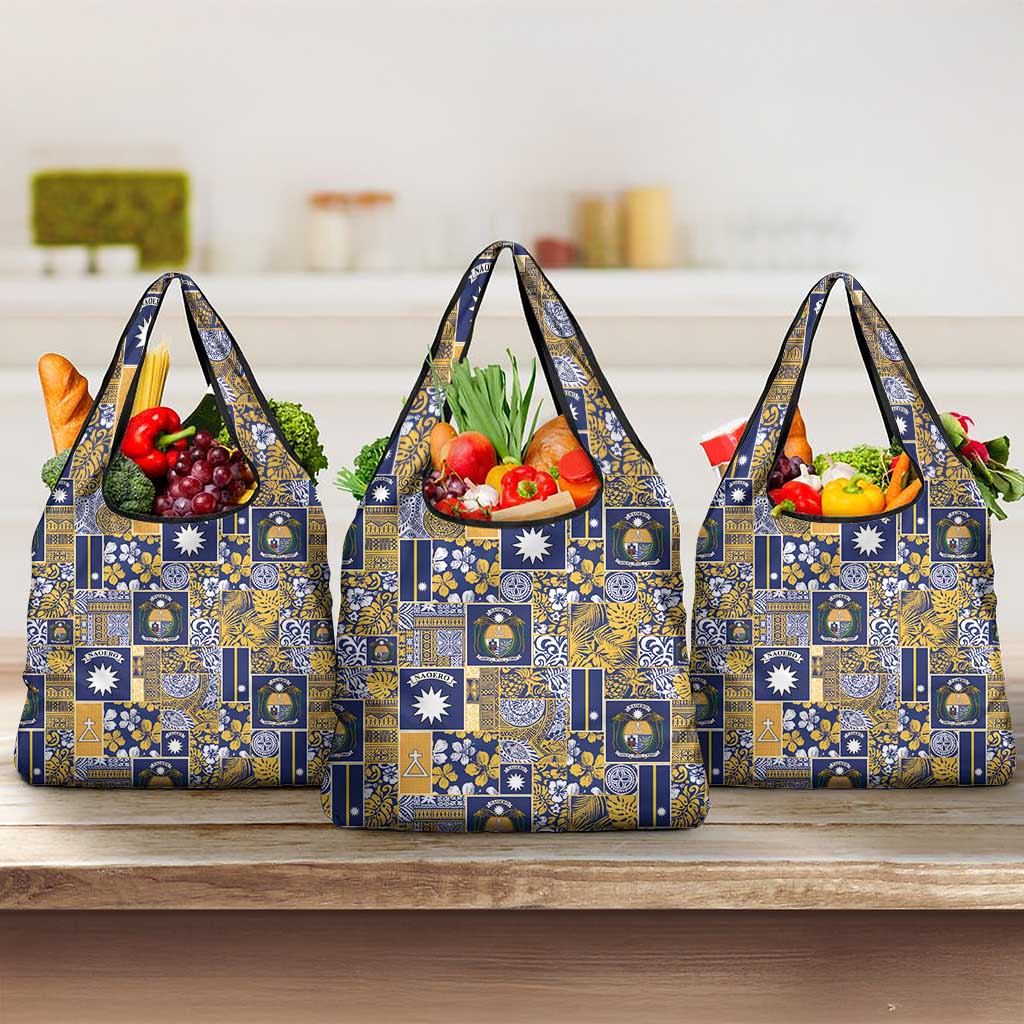Ekamawir omo Nauru Grocery Bag Pacific Patchwork Xmas Vibes LT9 3-pack One Size Blue - Polynesian Pride